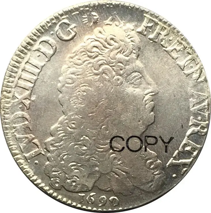 

Французское Королевство 1690, 1 ЭБУ, монета Луис Христа из серебра 90% пробы, 2 мировая война, коллекционные монеты