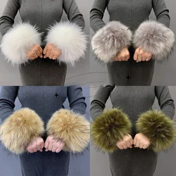 Faux Fur Cuffs Warm Wrist Fur Gloves Fluffy Fur Cuffs Winter Women's Coat Wrist Furry Warm Cuff Thicken Winter Warm Wrist Arms