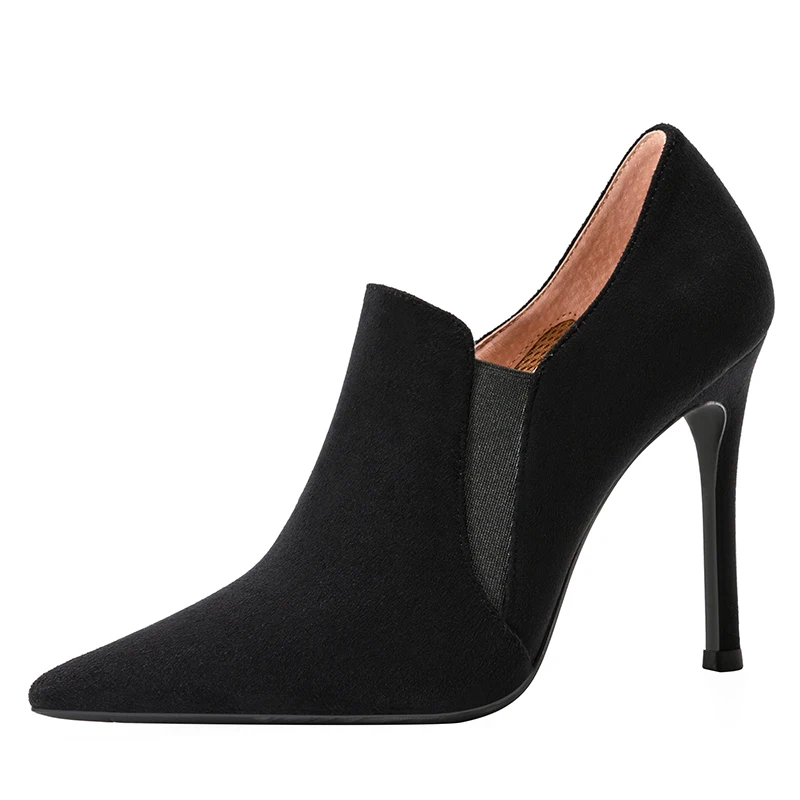 

31-44 Point Toe High Heels Deep Mouth Black Fashion Versatile Female Shoes Ankle Boots For Women