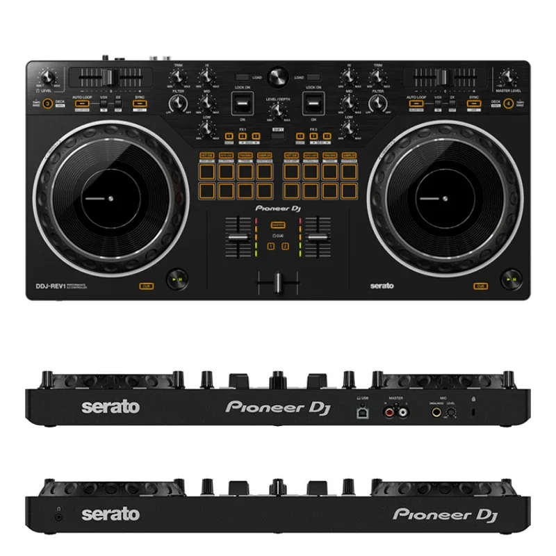파이오니어 DJ 파이오니어 DDJ-REV1 컨트롤러, SERATO DJ 라이트 스타터 디스크 플레이어, 블로우 패드