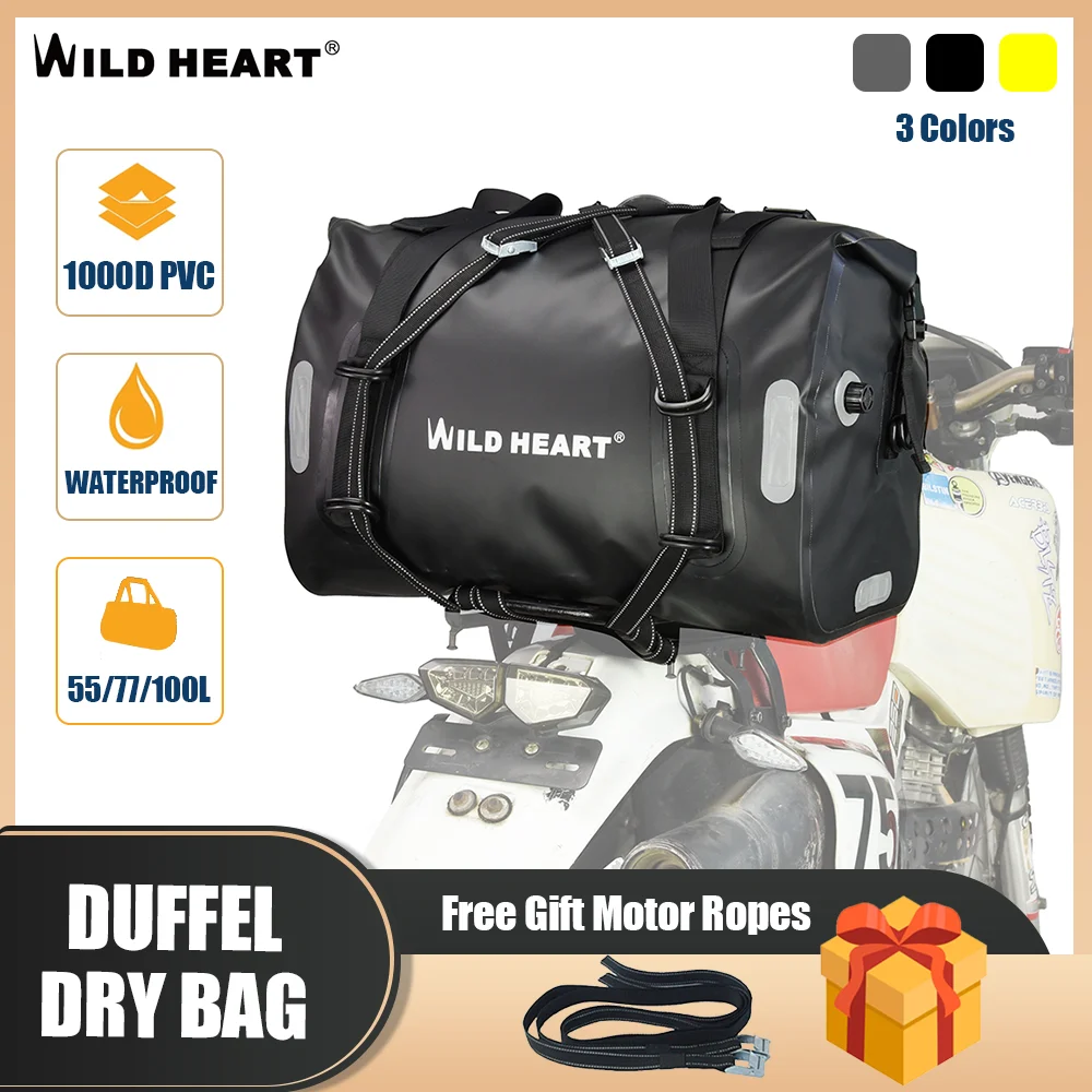 Heißer Verkauf wildes Herz wasserdichte Reisetasche 40l 66l 100l wasserdichte Motorrad tasche 500d Plane Motorrad tasche Camping Reisetasche – Detail 15