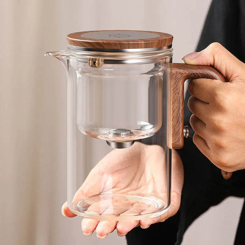 High-grade Home Tea Pot One Click Tea Water Separation Stainless Steel Tea Strainer Glass Teapot Filter Kettle For Office
