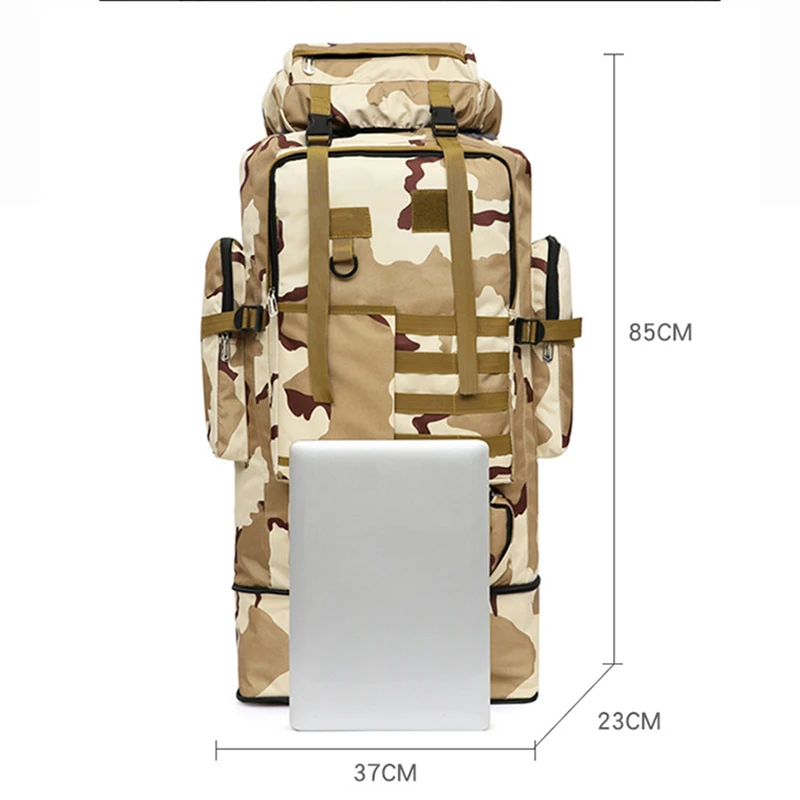 100L Military Tactical Backpack Camping Hiking Outdoor Travel Rucksack  Luggage