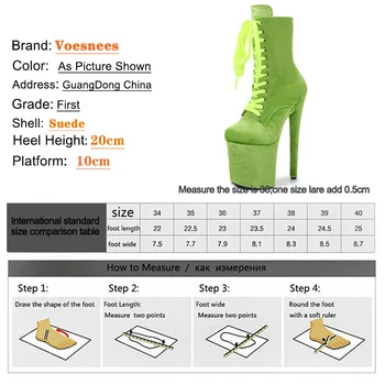 Ankle Boots For Women 20CM Extreme High Heels Platform Round Toe Zip Party Club Shoes Flock Color Stiletto Boots Large Size Shoe - Image 3
