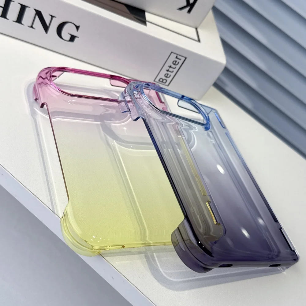 Gradient Color Ultra Slim Hard Phone Case with Transparent Hinge Protection and Matte Finish