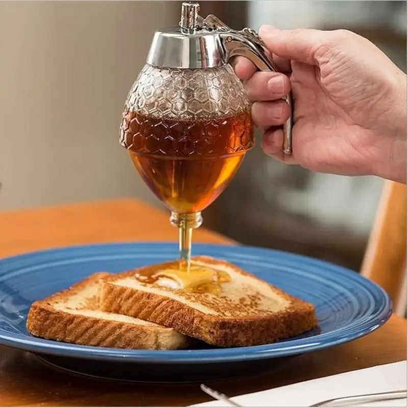 New Acrylic Honey Dispenser Honey Drain Container Pot Anti-drip Beehoney Jar Bee Drip Kettle Cup Kitchen Storage Tool