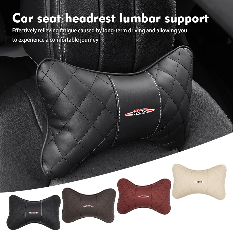 Seggiolino Auto In Pelle Cuscino Per Il Collo Poggiatesta Supporto Per Legname In Vita Per Mini Cooper Works R56 F56 R53 R60 Clubman Jcw Countryman