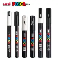 3pc UNI POSCA Marker Pen,White rotulador permanente Black Acrylic Graffiti PC 1M 3M 5M POP Pen For Glass Ceramic Leather Fabric 1