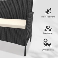 4-Piece Pe Rattan Patio Set, 3 Armchairs With Glass Top Table & Cushions, Outdoor Wicker Furniture For Garden & Balcony 5