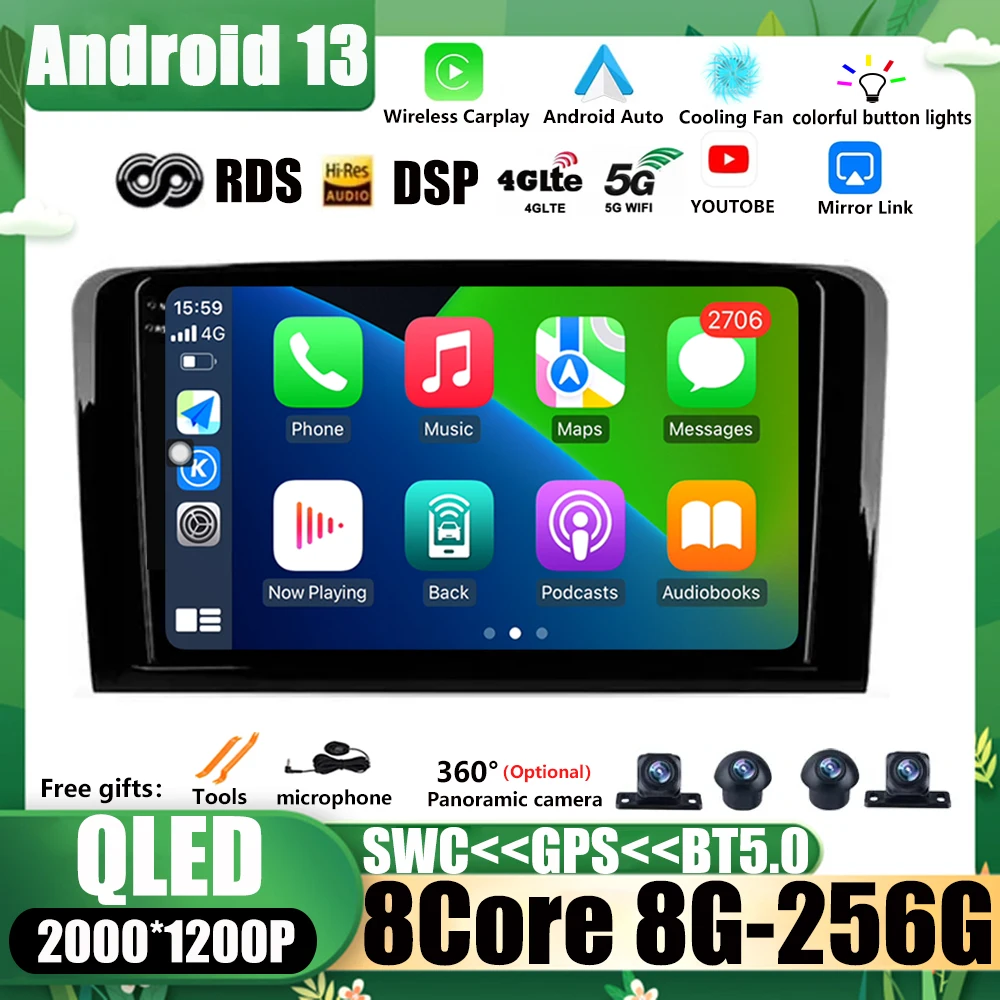 

Для Mercedes Benz ML GL W164 ML350 ML500 GL320 X164 ML280 GL350 GL450 2005-2012 Мультимедиа Android 13 GPS Навигация стерео WIFI