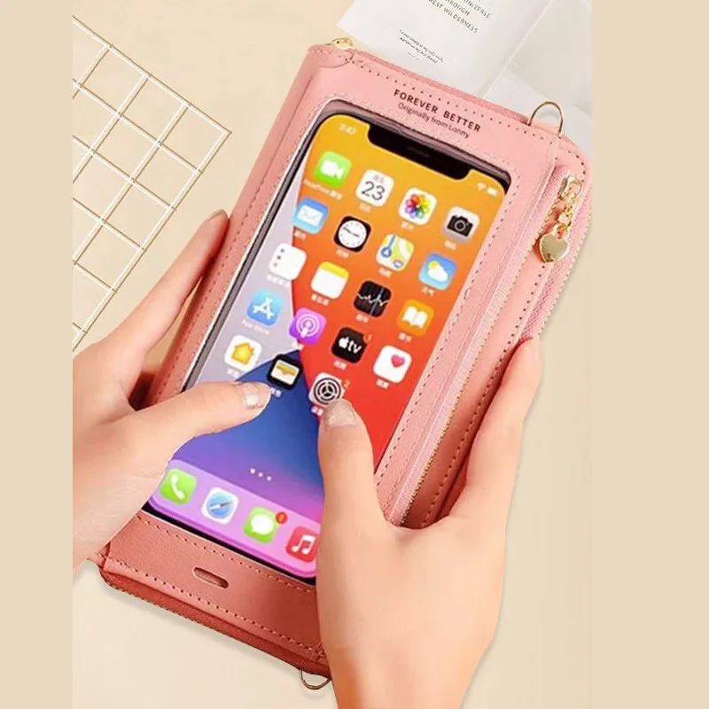 2025 New Touch Screen Mobile Phone Bag Handbag Female Crossbody Wallet One-Shoulder Transparent Coin Purse 4