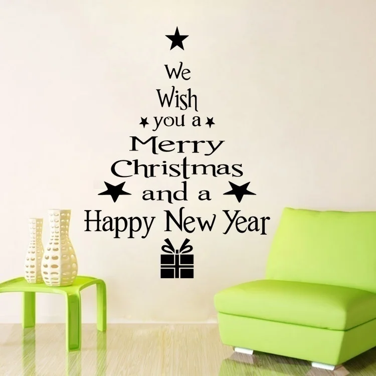 Removable Wall Stickers Window Stickers Merry Christmas Tree Art Vinyl Decal Home Window Decoration