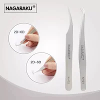 NAGARAKU 2pcs set for eyelash extension professional tweezers N-01 and N-02 for divide volume eyelash 1
