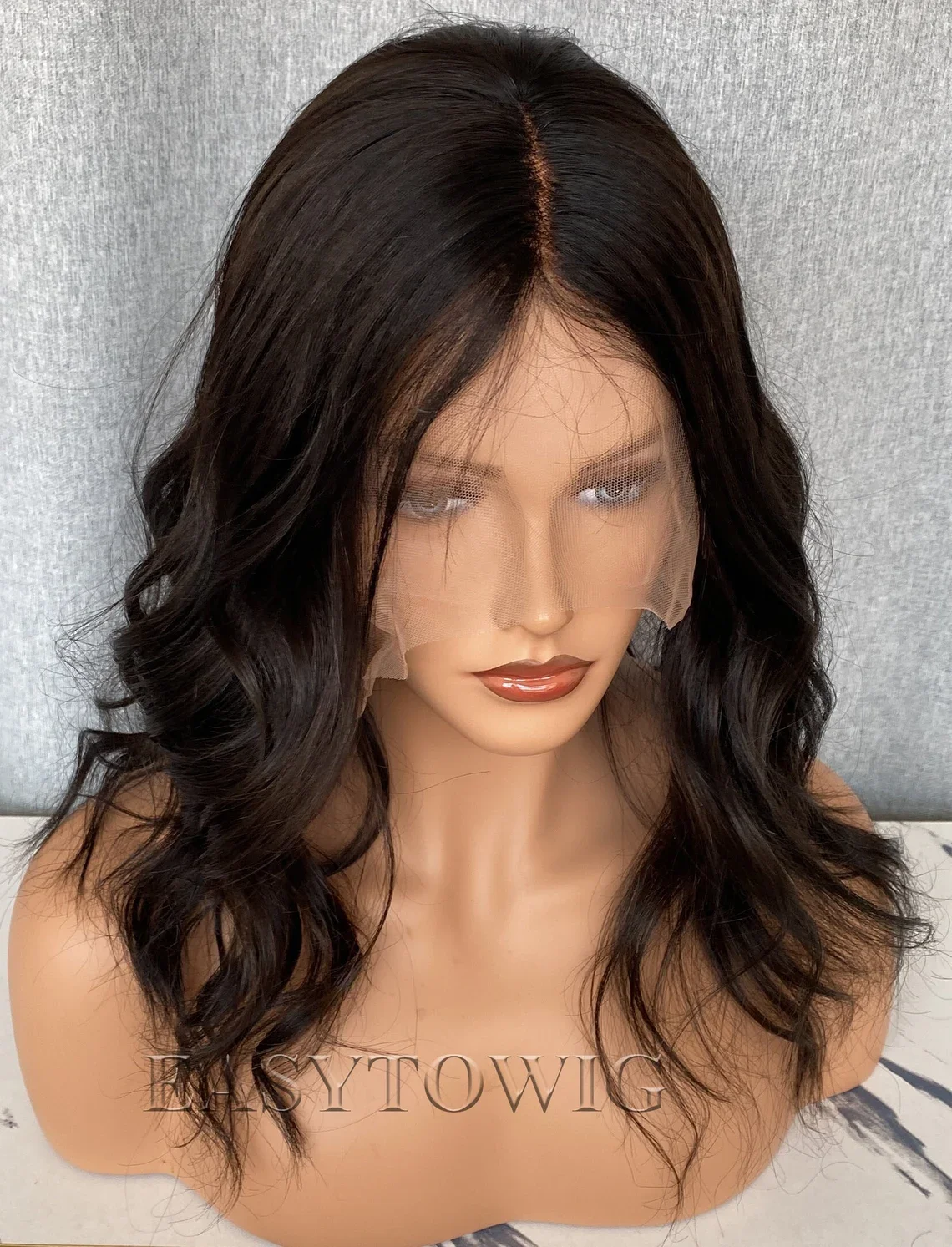 Black Soft Long 18" Natural Body Wave 5x5 Silk Base Jewish Human Hair Wig With Baby Hair HD Lace European Preplucked