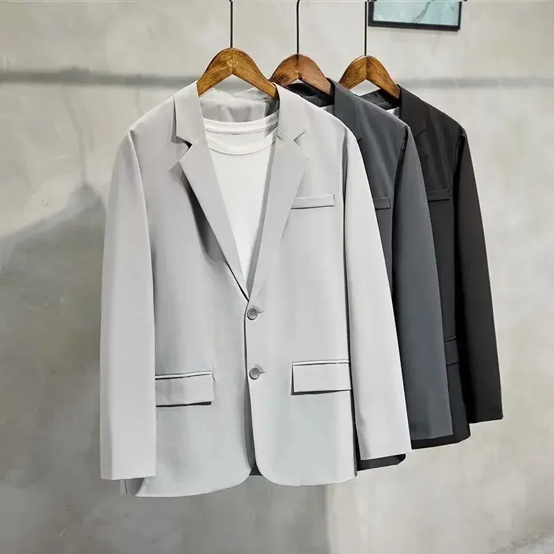 Abrigos Chaquetas para Hombre Chaquetas Cortas de Vestir Trajes y Blazers Cortos para Hombre Ropa de Negocios Gris de Alta Calidad Ropa de Estilo Coreano