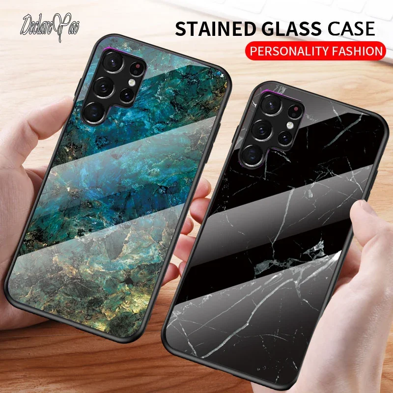 Tempered Glass Case For Samsung S22 Ultra Funda Samsung Galaxy S23 Plus S21  FE S20 FE A53 5G A54 A52 A52s A51 A34 Cover Bumper - AliExpress