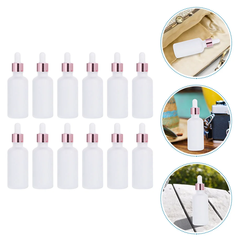 

12pcs Empty Frosted Essential Oil Dropper Bottle Reusable Glass Dropper Bottles Vial Nasal Oil dropper refillable bottle with