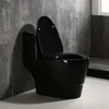 E One Piece Toilet Soft Close Seat Chair Height 1.28 GPF Dual Water Sensed 1000 Gram Flush B0941 Black Luxury Modern Design ADA 3