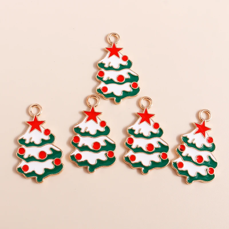 20 Stück 17 x 30 mm niedliche Emaille-Weihnachtsbaum-Anhänger für die Schmuckherstellung, Ohrringe, Halsketten, Armbänder, DIY-Bastelbedarf – Detail 6