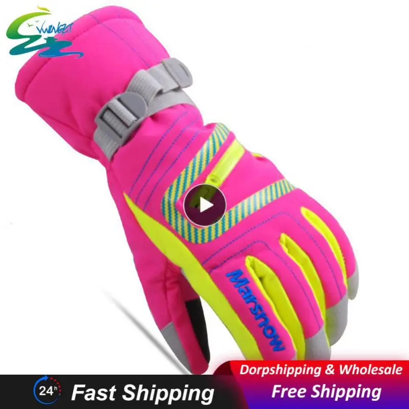 

1PCS Winter Warm Ski Gloves Outdoor Sport Skiing Gloves Windproof Men Women Kids Mittens Waterproof Skiing Breathable Air