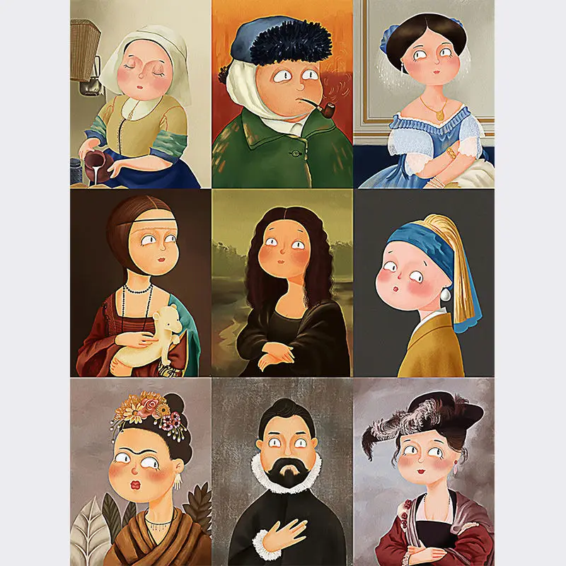 

Q Version World Famous Painting Figure Wooden Puzzles Het Meisje Met De Parel The Milkmaid Mona Lisa Educational Toys Baby Toy