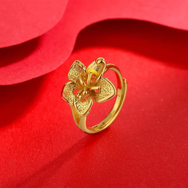 

Кольца для невесты, модные открытые Регулируемые кольца желтого и золотого цвета с цветком и павлином, обручальные аксессуары