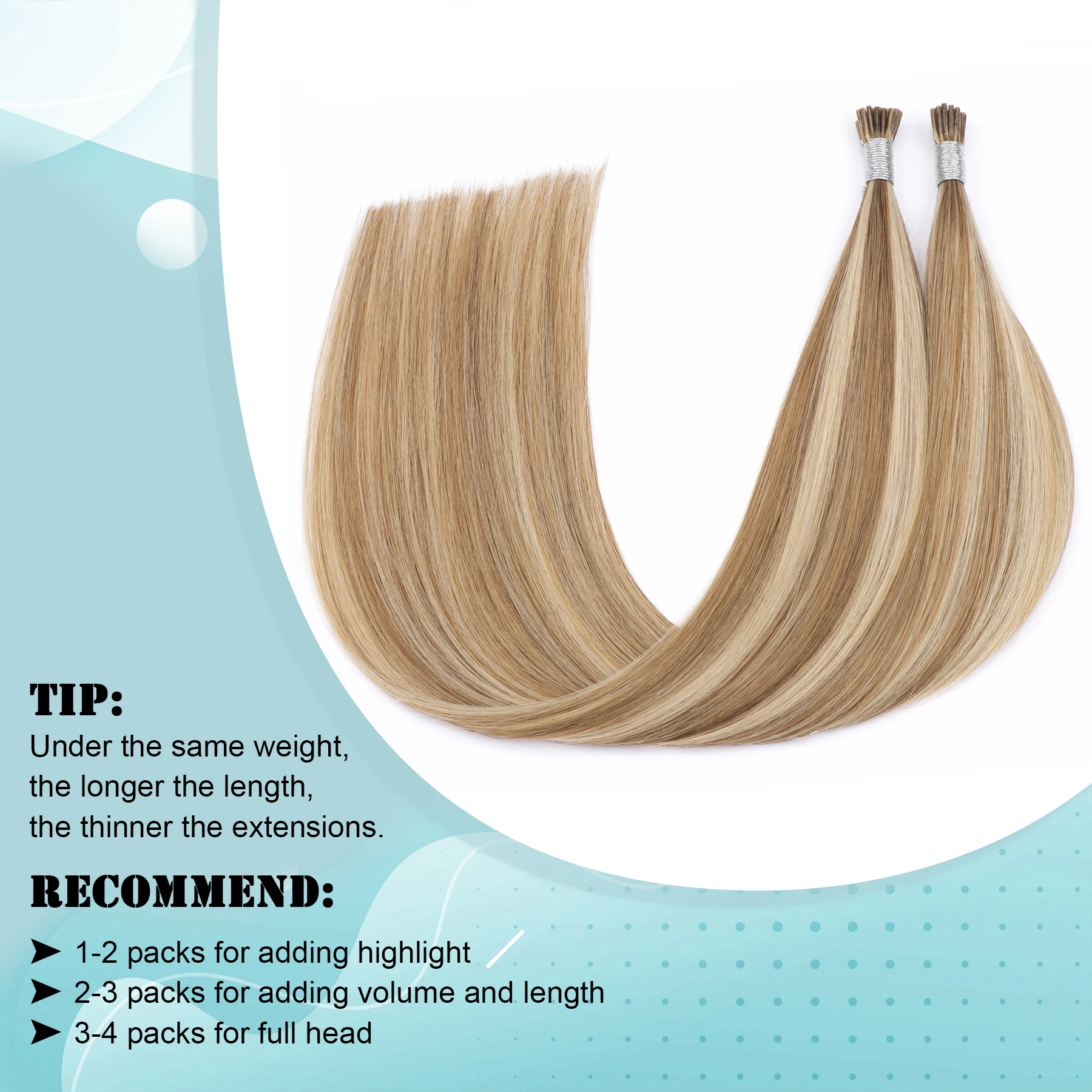Brown Fusion I Tip Hair Extensions Human Hair Itip Extensions Real Human Ash Brown Highlight Blonde #8/613 Iti