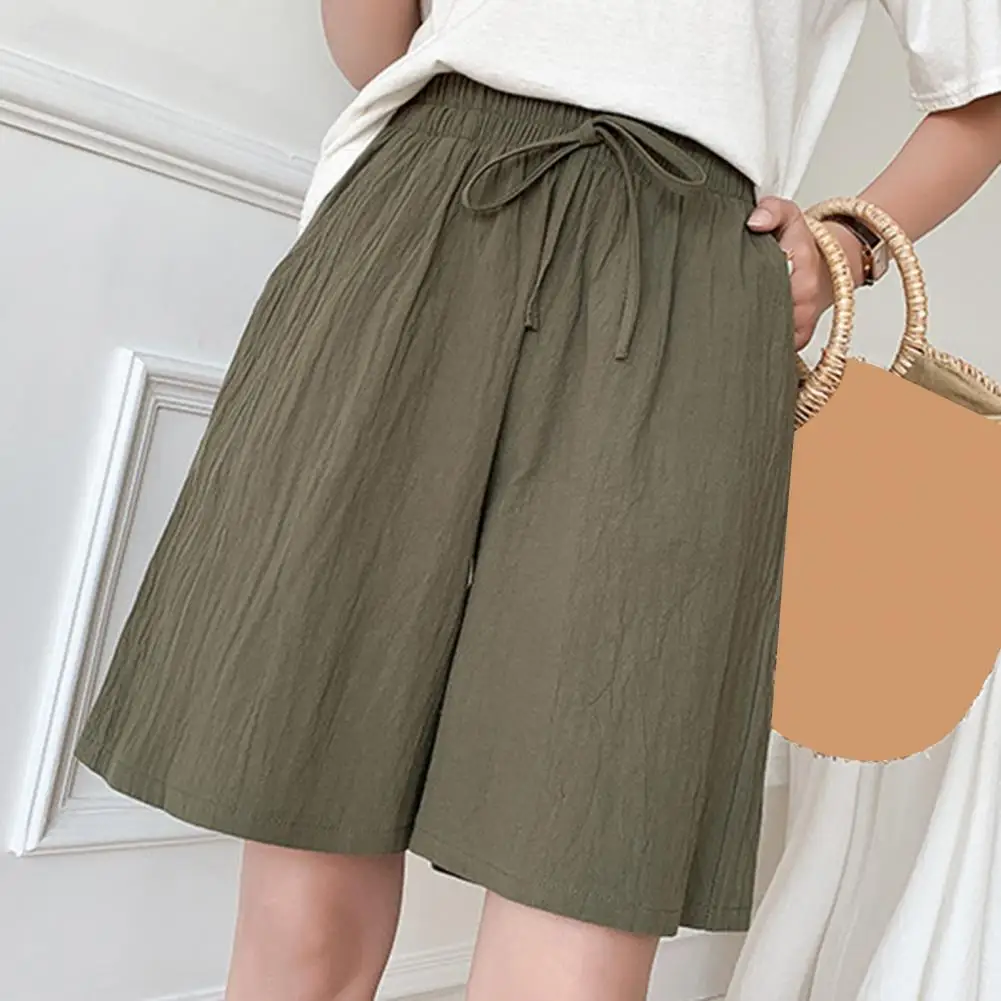 Breathable Shorts Stylish Women's Summer Shorts Collection Elastic Waist Drawstring Pockets High Waist Loose for Streetwear