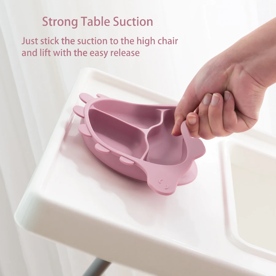 1PC BPA Free Dinosaur Children Dishes Suction Plates Silicone Baby Feeding Dining Plate For Toddlers Training Bowl Baby Stuff 5