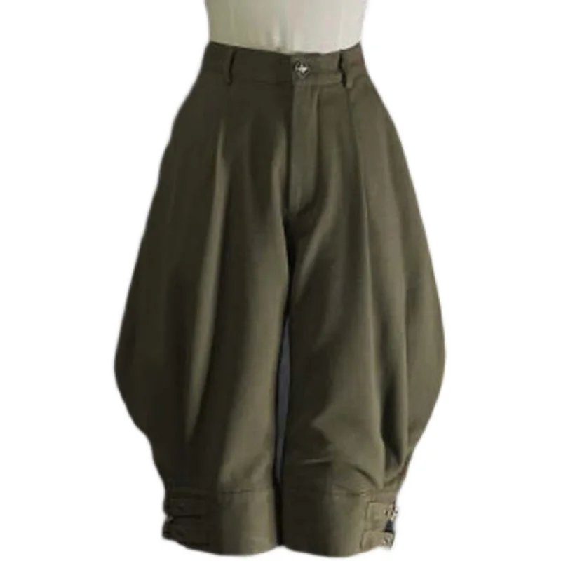 

YANGHAOYUSONG Steampunk Vintage Military Style Short Riding Breeches Unisex Puffy Breeches