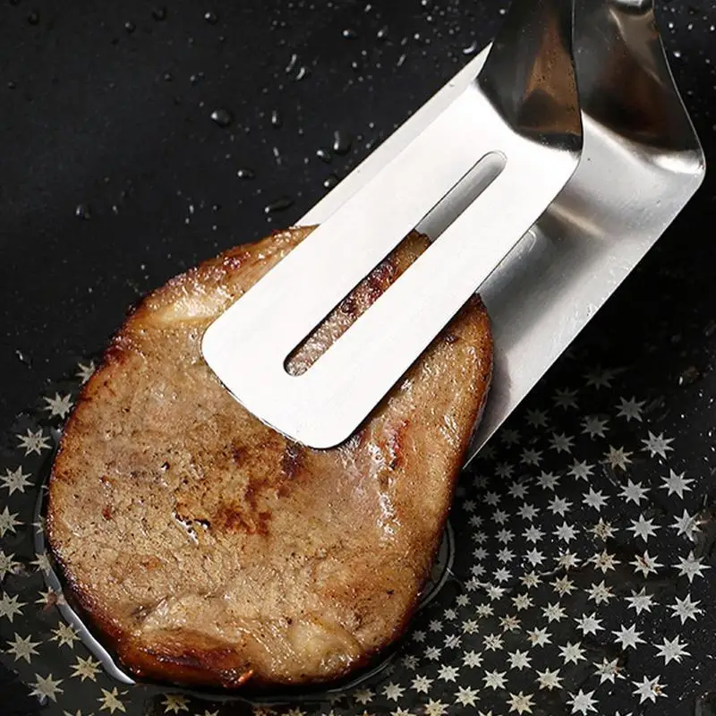 Stainless Steel Multifunctional Fish Spatula Clip Steak Bbq Tongs Pancake Fried Pizza Steak Bread Kitchen Tool