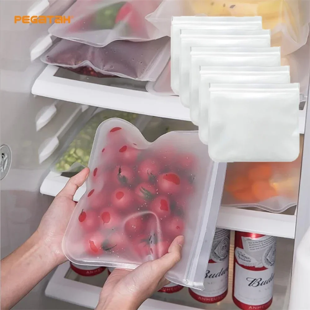 Silicone Food Storage Containers Leakproof Containers Reusable Stand Up Zip Shut Bag Cup Fresh Bag Food Storage Fresh Wrap
