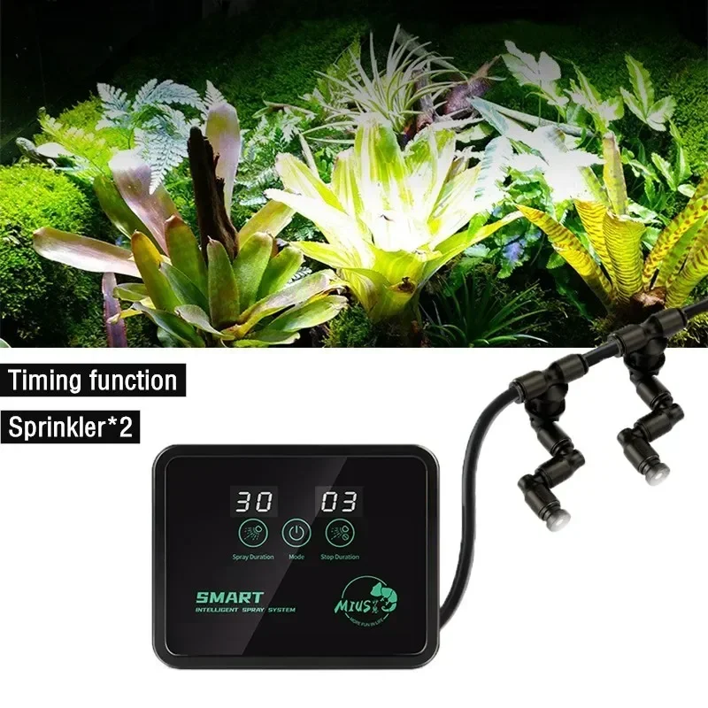 

Reptile Terrariums Fogger Silent Pump Fog Machine Rainforest Greenhouse Sprayer System Kits with 2Pcs Sprinkler