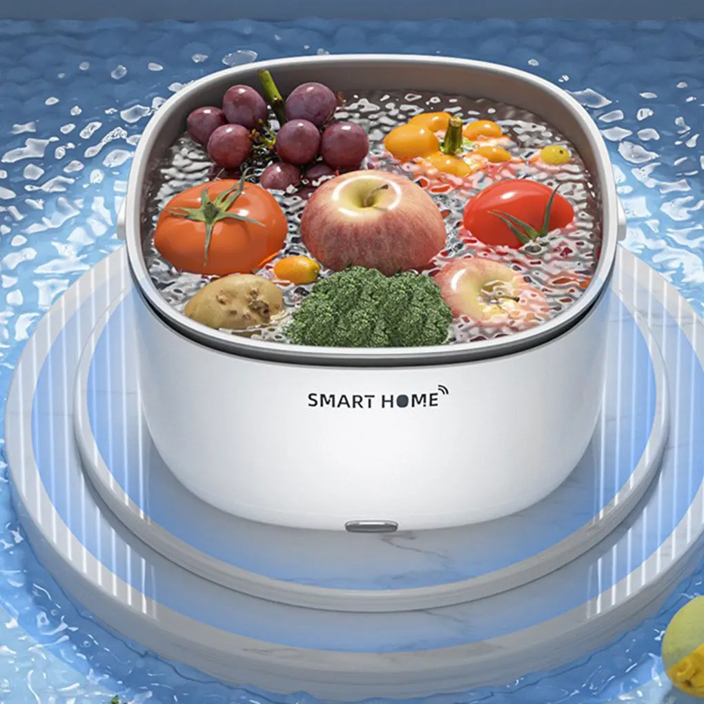 Ultrasonic Fruit Vegetable Washing Machine Household Wireless Vegetable Purifier Kitchen Fruit Dirt Cleaning Purifier Basket