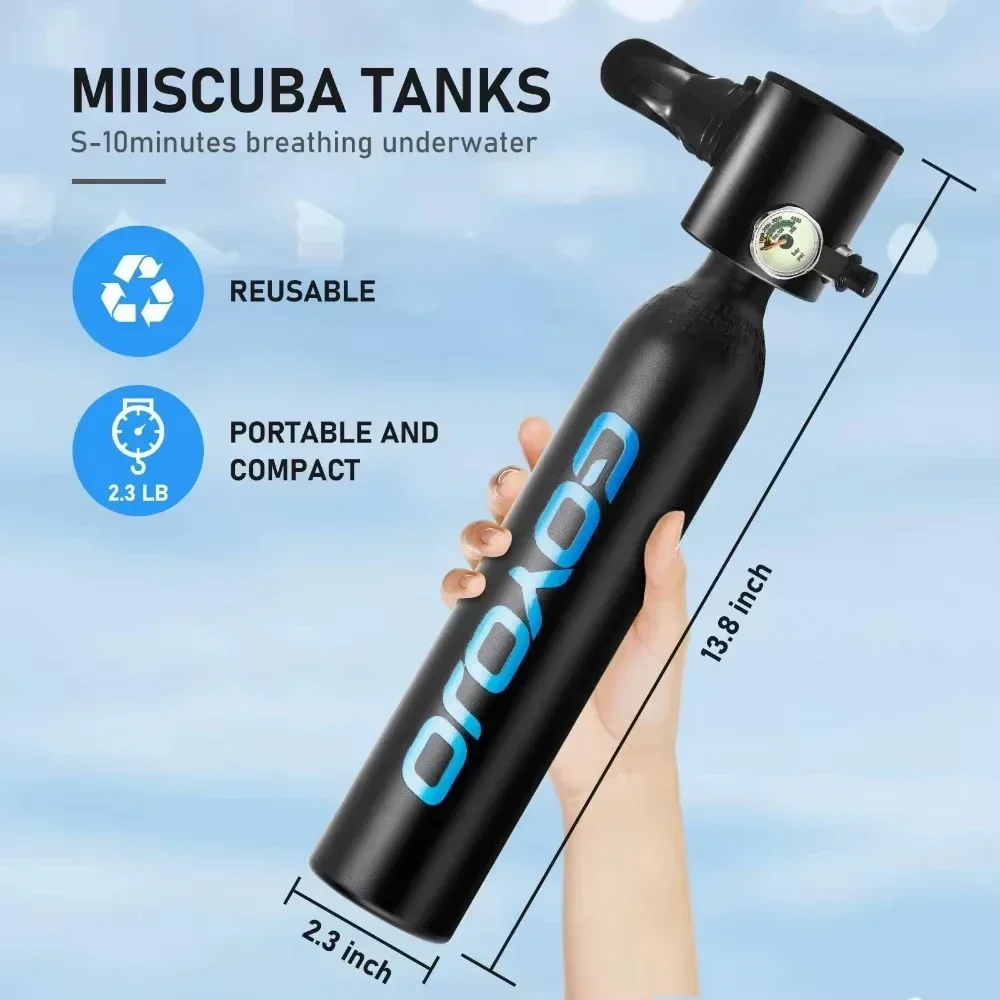 Mini Scuba Tank Diving Equipment Underwater Diving Cylinder Inflator 0.5L Outdoor Oxygen Tank 5-10 Minutes Spearfishing