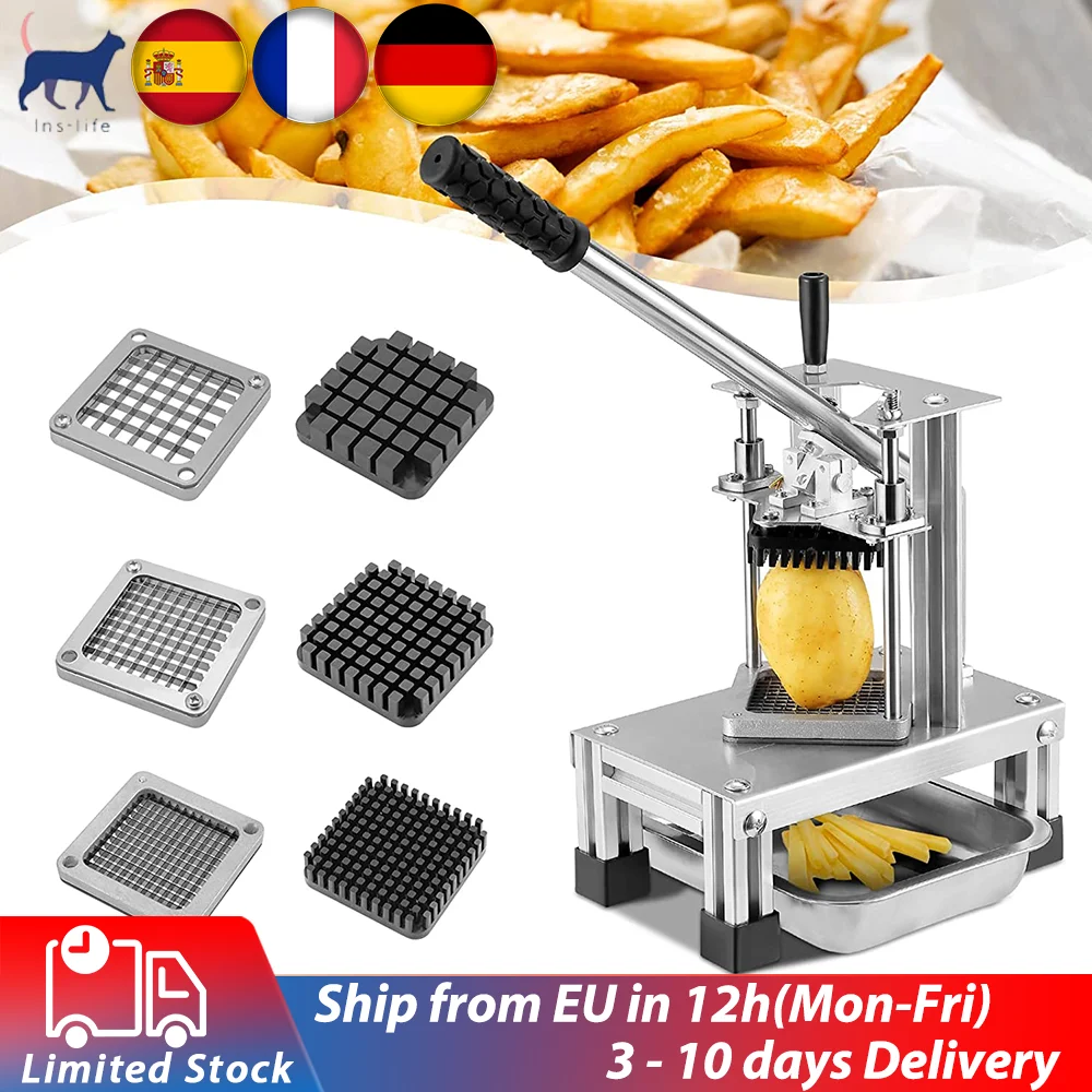 

Manual Fries Machine Commercial Vegetable Fruit Dicer French Fry Cutters With 304 Stainless Steel Blades Of Size 1/4" 1/2" 3/8"