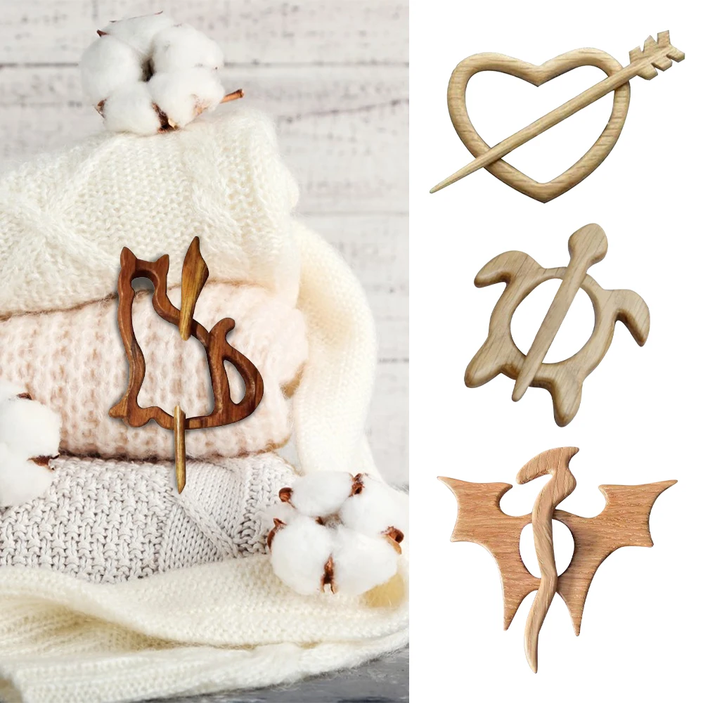 

1 шт. деревянная брошь, булавка, свитер, шаль, шарф, креативные Мультяшные украшения, деревянный узор в виде животного, подарок для женщин и девушек, швейные булавки, аксессуары