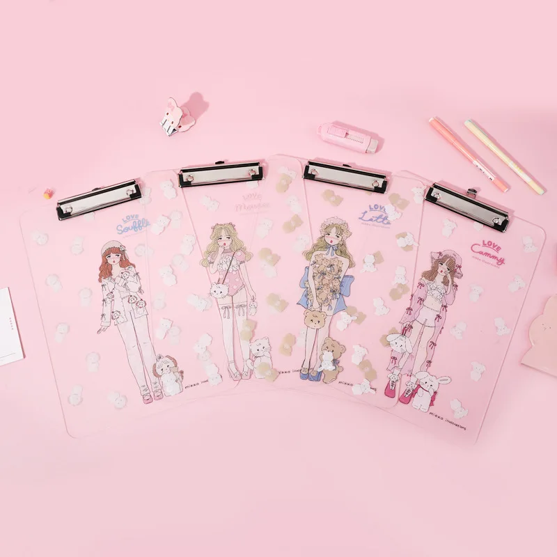 

Mikko Board Clip Transparent Acrylic Writing Board High Beauty Folder Student Cartoon Pattern A4 Board Wholesale