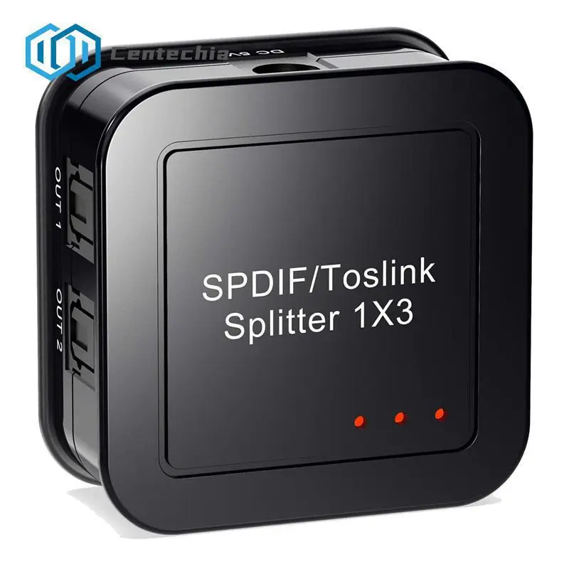 Way 광학 디지털 오디오 분배기, 1x3 SPDIF 토스링크 동축 분배기 변환기, 1 입력 3 출력, 지지대 LPCM 2.0 DTS AC3