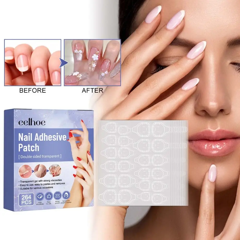 

264Pcs/set Multi-Purpose Fake Nails Jelly Tape No Trace Super Sticky Double-Sided Jelly Nail Tips Tape Waterproof