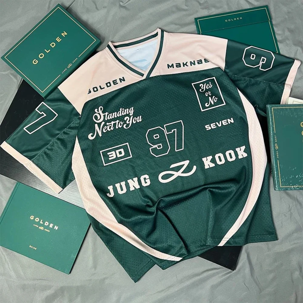 2026 Neue Damen Frühling/Sommer Y2K Mode Lässiges Goldenes 97 Mesh Jersey Übergroßes Atmungsaktives Schnelltrocknendes Sport-T-Shirt