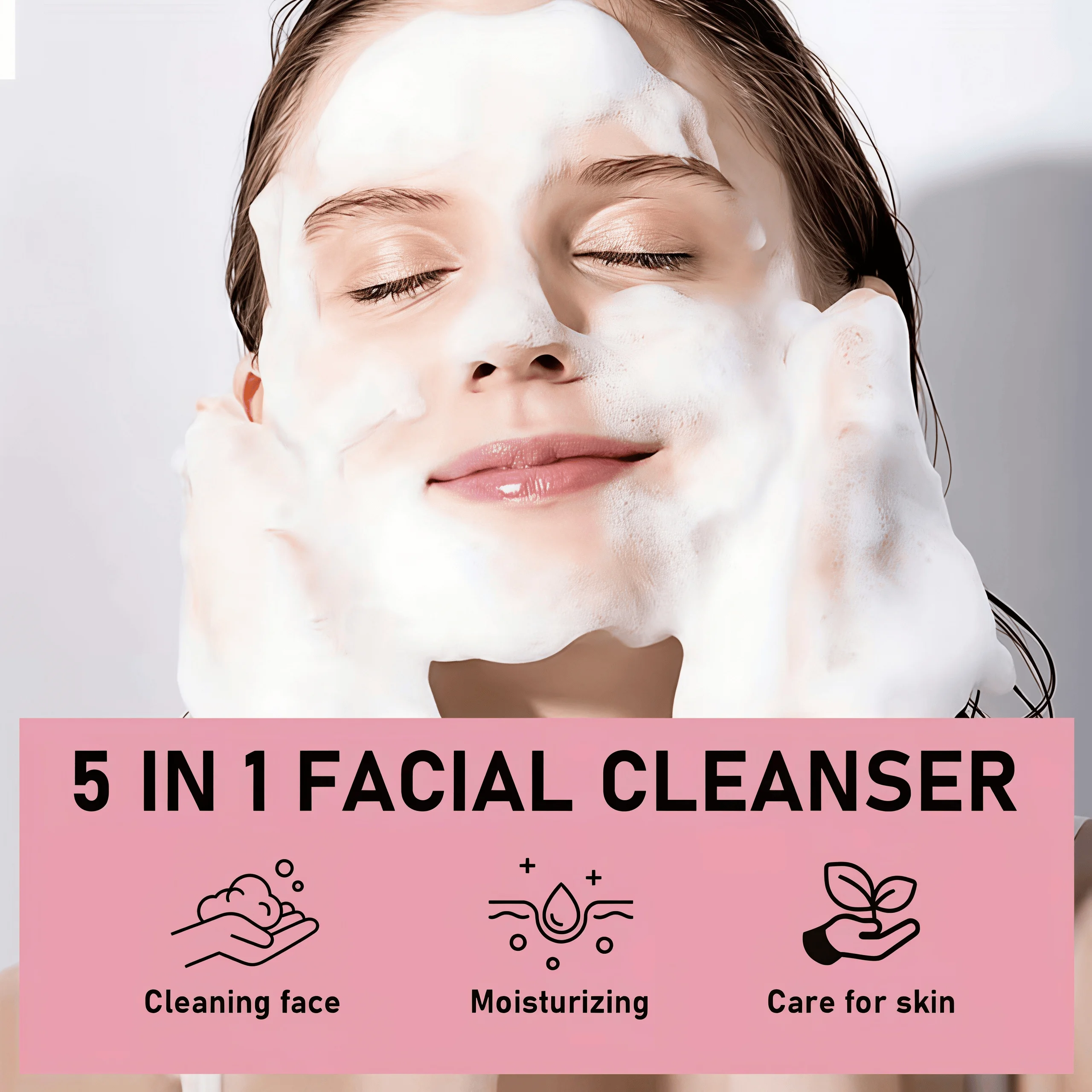 Hydrating and Brightening 5-in-1 Facial Cleanser with Hyaluronic Acid, Niacinamide, Vitamin C, Vitamin E, and Collagen - Deep Cleansing and Moisturizing Formula for Radiant Skin