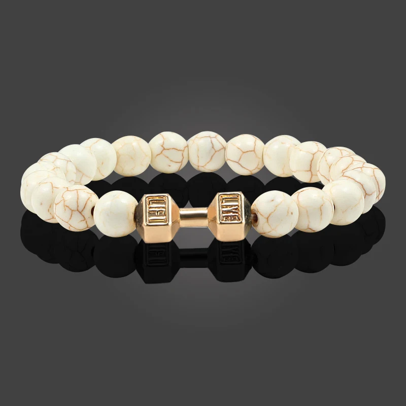 Dumbbells Bracelets Bead Stone Beaded Bracelet For Men stone bead bracelet,natural stone bracelet,beaded bracelet