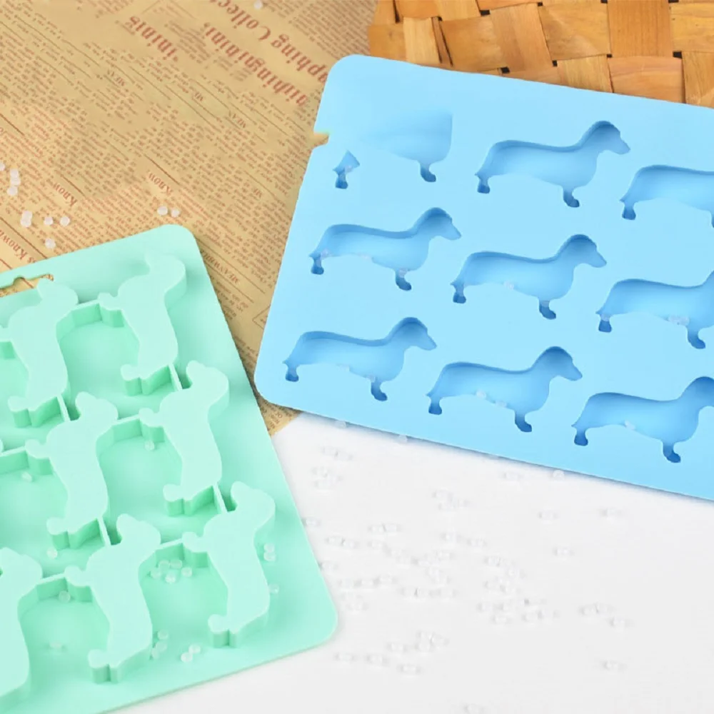 3D Dachshund Chocolate Cake Mold Beer Ice Cubes Party DIY Fudge Baking and Cooking Decoration silicone ice cube maker ice maker