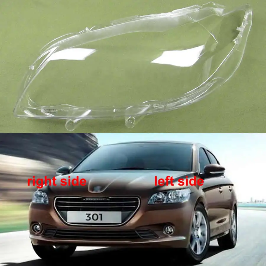For Peugeot 301 2014 2015 2016 Front Headlamps Transparent Lampshade