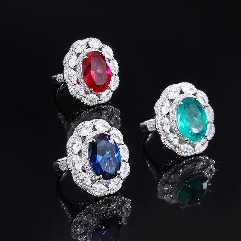 

genuine Luxury brand real jewels 2022 new Tiktok S925 silver simulation color treasure Dan women's diamond ring women high quali