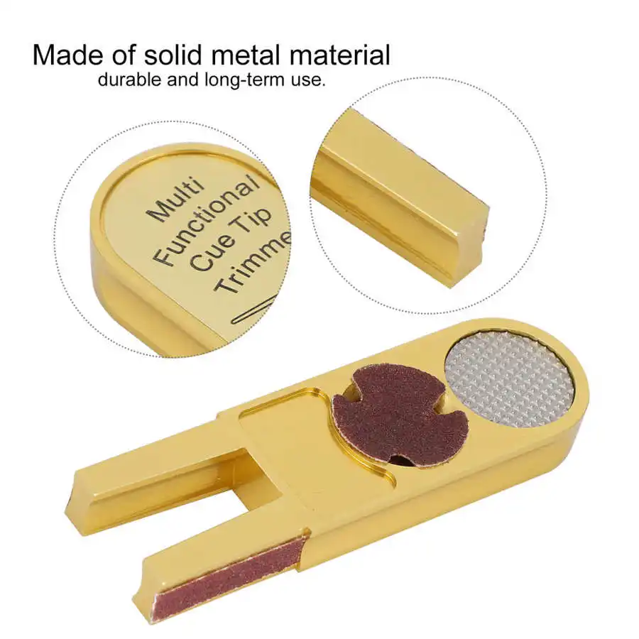 Pool Tip Trimmer U-Shape Billiards Pool Tip Trimmers Repairer Tool Muti-Functional Club Alloy Sharpener Snooker Club