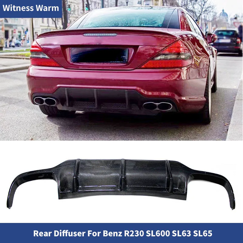 Spoiler Diffusore A Labbro Paraurti Posteriore In Fibra Di Carbonio Classe Sl Per Mercedes Benz R230 Sl63 Sl65 Sl600 500 Amg Solo 2007-2012