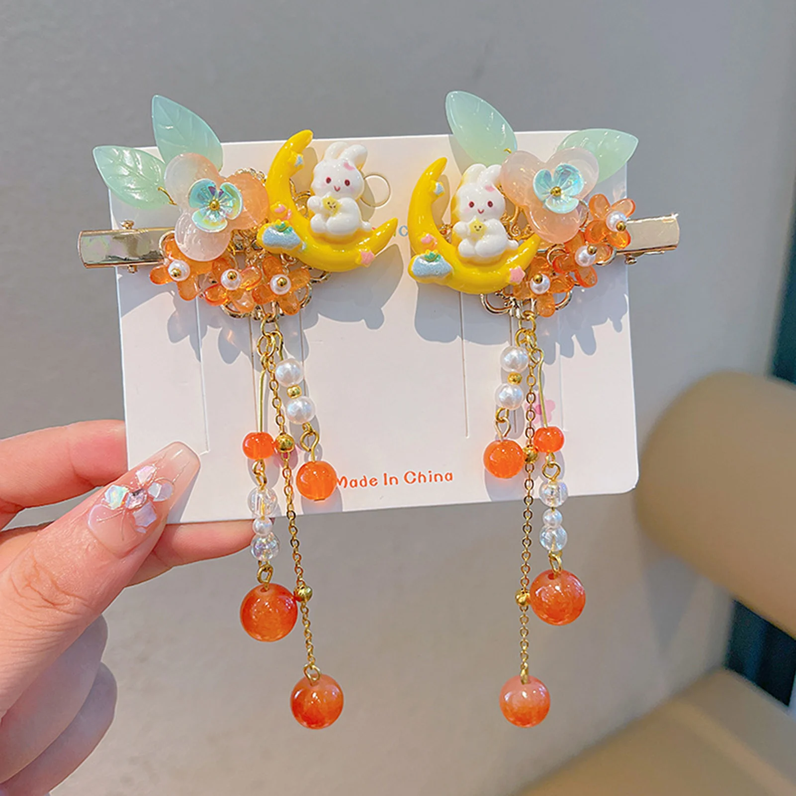 Alte Vintage Quaste Haarnadel Chinesischen Stil Glas Farbige Blume Haar Clip Für Frauen Mädchen Elegante Hanfu Schmuck Haar Zubehör – Detail 10