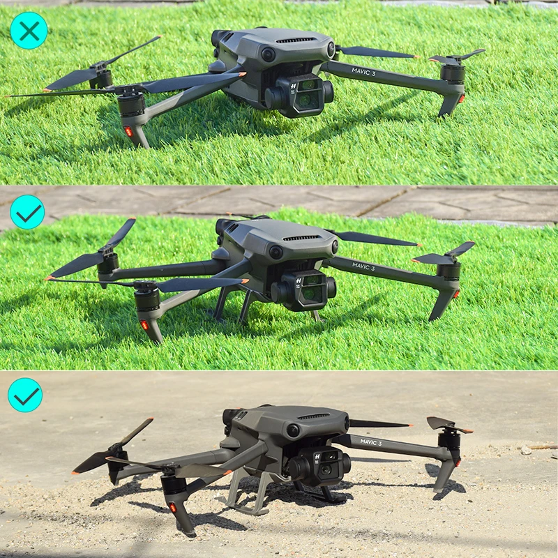Extensions De Train D'Atterrissage Pour DJI Mavic 3 & Mavic 3 Classic - Surélévation 45mm - Léger 38g - ABS